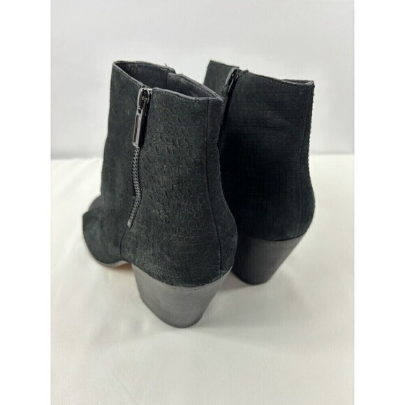 Cole Haan Grand.0S Peep Toe Bootie Black Embossed Nubuck Leather 9 Ankle Zip - Picture 5 of 13